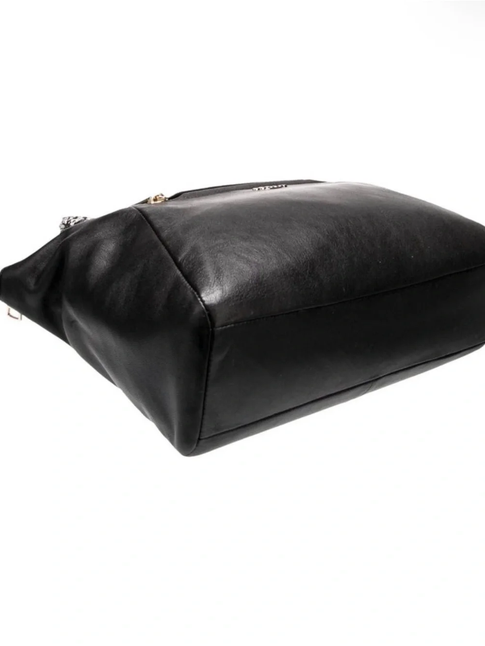 Coach Black Leather Tote with Patterned Top Handles